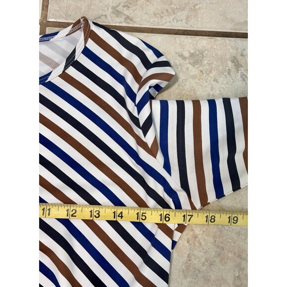 J. McLaughlin Size S  3/4 Sleeve Elora Bangle Multi Stripe Catalina Cloth Dress - Picture 8 of 13